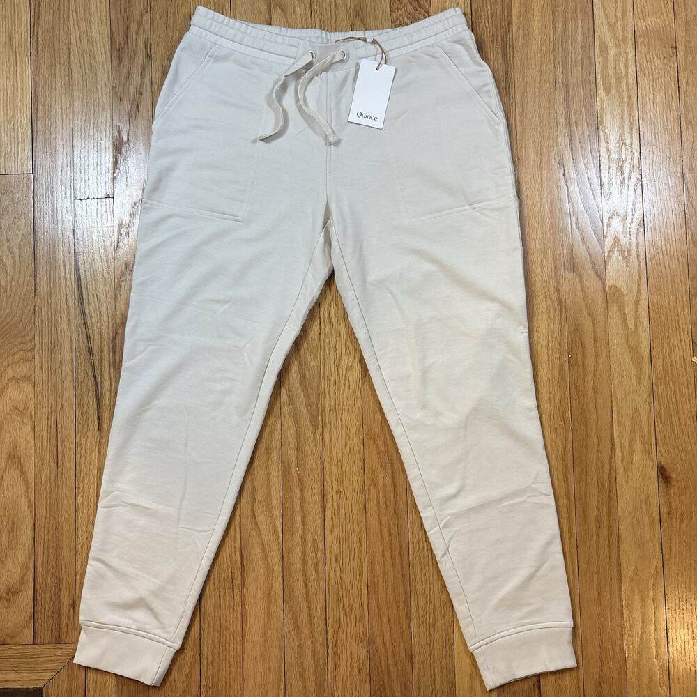 NWT Quince Women's Size Medium SuperSoft Fleece Joggers Off-White Sweatpants